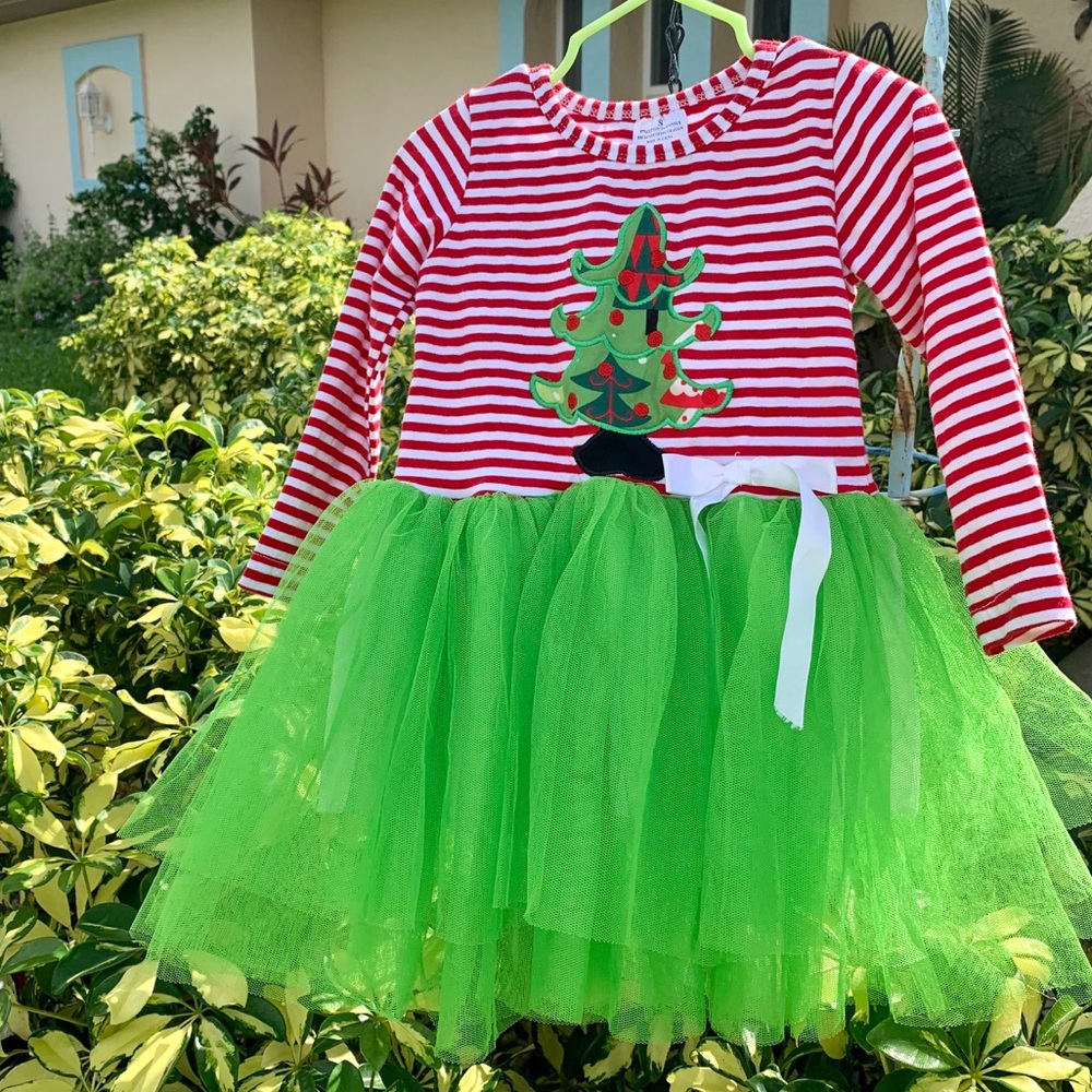 Christmas dress with Christmas tree detail